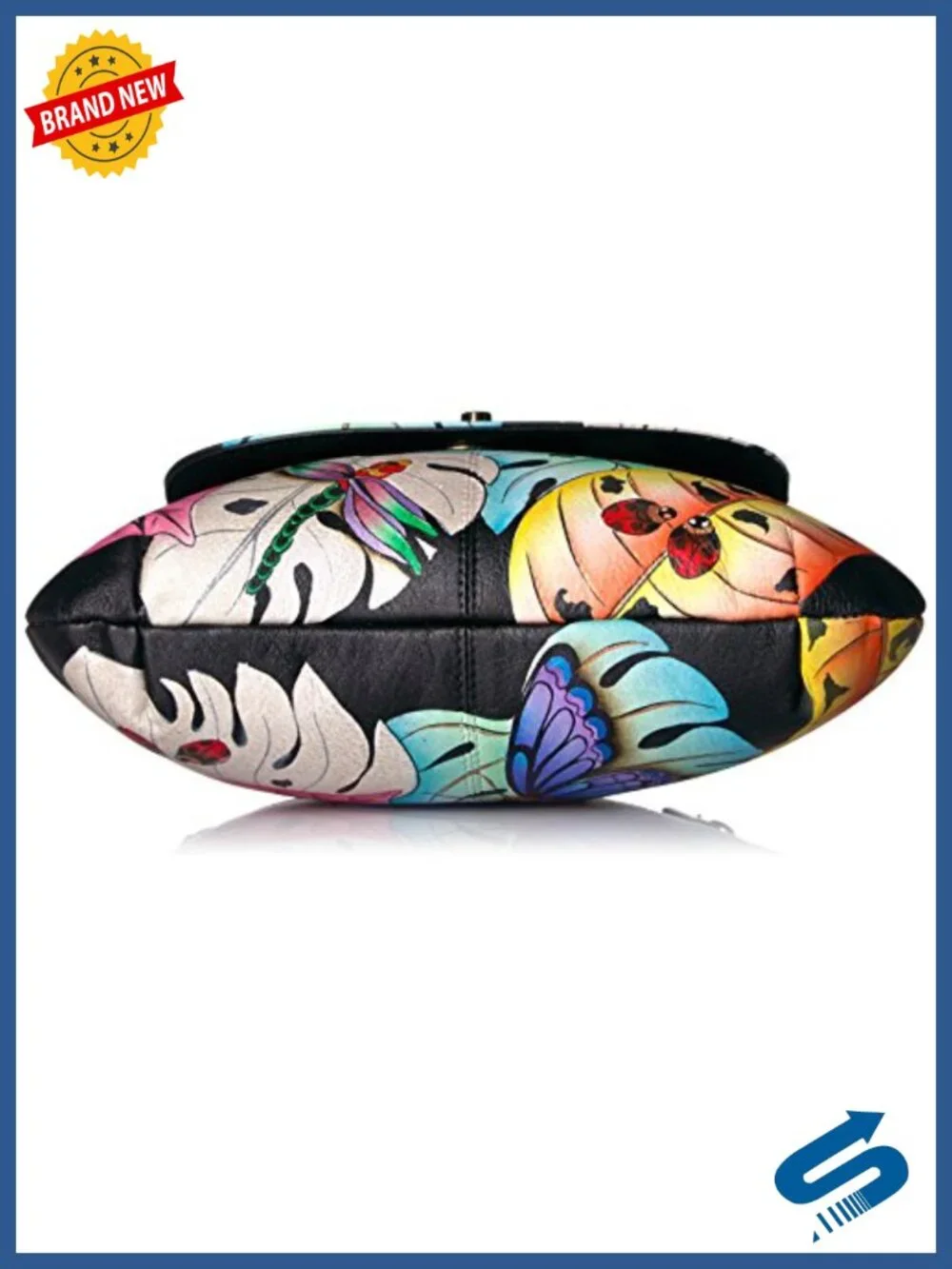 Handpainted Leather Crossbody Bag with Flap Clasp